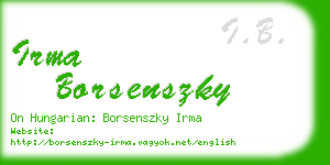 irma borsenszky business card